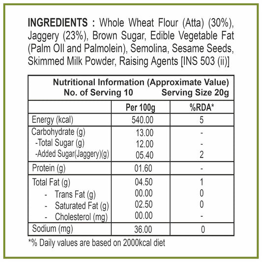 Dhampur Green Gur Crackers Cookies - Swadesiicart