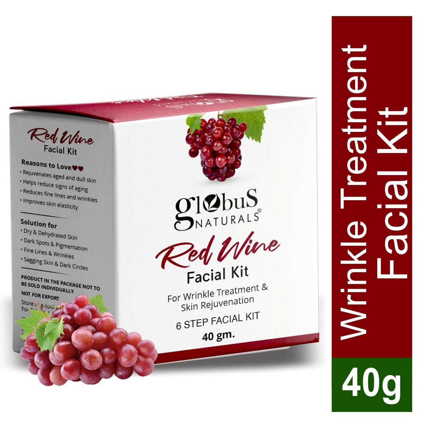 Globus Naturals Anti-Ageing Red Wine 6 Step Facial Kit | Swadesiicart