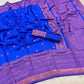 DEIANA'S Beautiful Designer Golden zari Soft Lichi Silk Saree - Royal Blue - Swadesiicart