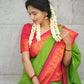 DEIANA'S Beautiful Designer Golden zari Soft Lichi Silk Saree - Parrot - Swadesiicart