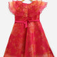 Ahalyaa Pink Organza Digital Print Kids Dress Kurta For Girls | Swadesiicart