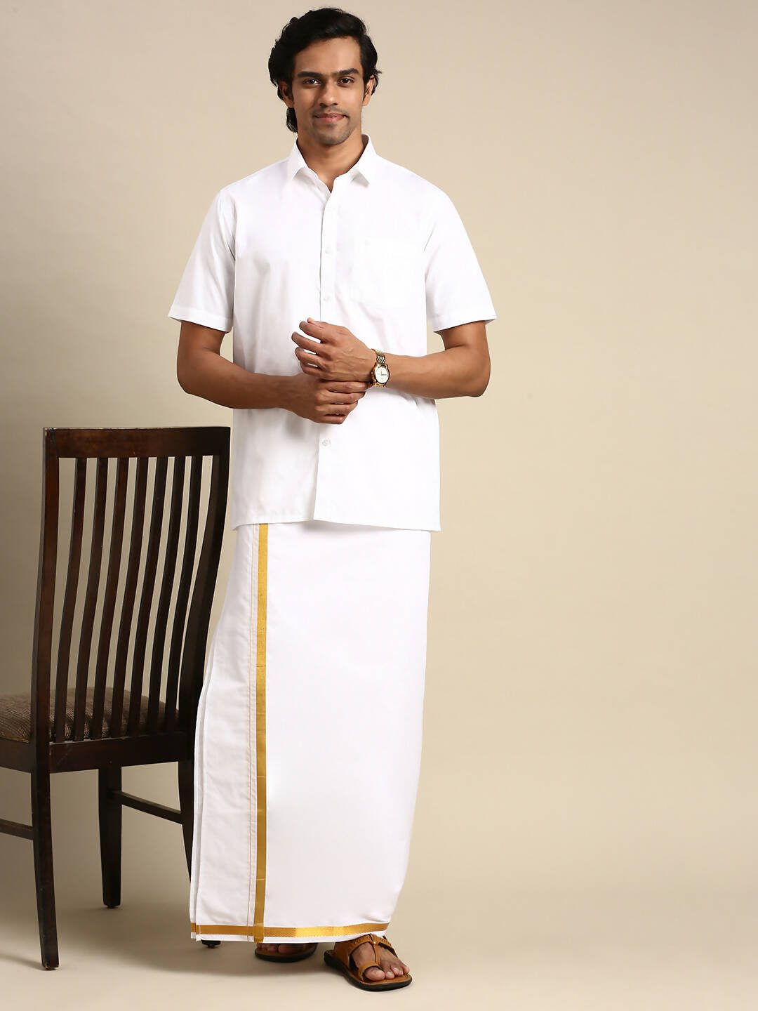 Ramraj Cotton Mens Half Sleeve White Shirt Plus Size - Pure Cotton | Swadesiicart