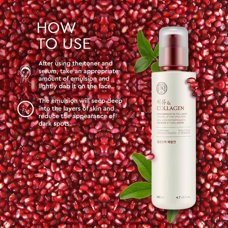 The Face Shop Pomegranate & Collagen Volume Lifting Emulsion - Korean Skincare | Swadesiicart