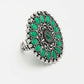 NVR Women's Green Silver-Plated Circular Shape Adjustable Finger Ring | Swadesiicart