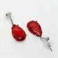 NVR Women's Silver-Plated Red Artificial Stones Studded Handcrafted Jewellery Set - Swadesiicart