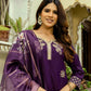 The52 Wine Women's Beautiful Viscose Chanderi Fabric Thread Work Straight Kurta Pant and Dupatta Set - Swadesiicart