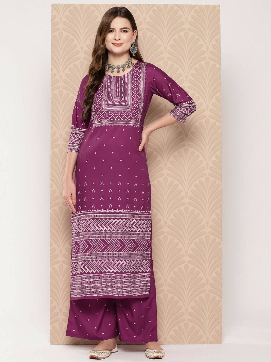 Ahalyaa Women's Traditional wear Kurta Set - Purple | Swadesiicart