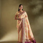 Joban Fashion Cream & Light Pink Plain With Weaving Border Banarasi Silk Sarees | Swadesiicart