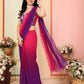 Aafreen Partywear Designer Dark pink & Purple Georgette Fancy Saree