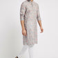 Ethnic India Grey Men's Kurta Floral Polyester | Swadesiicart