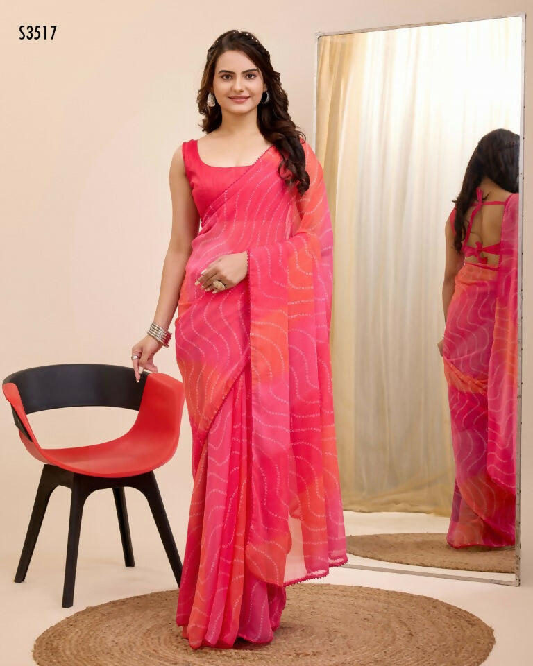 Gajri Georgette Designer Printed Ready To Wear Saree - Ibiza | Swadesiicart