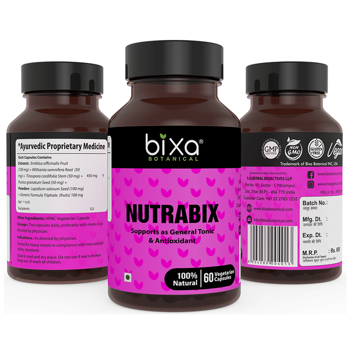 Bixa Botanical Nutrabix 450mg Vegetarian Capsule | Swadesiicart
