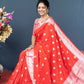 Jyoti Fashion Women's Red Soft Banarasi Silk Zari Woven Saree with Blouse | Swadesiicart