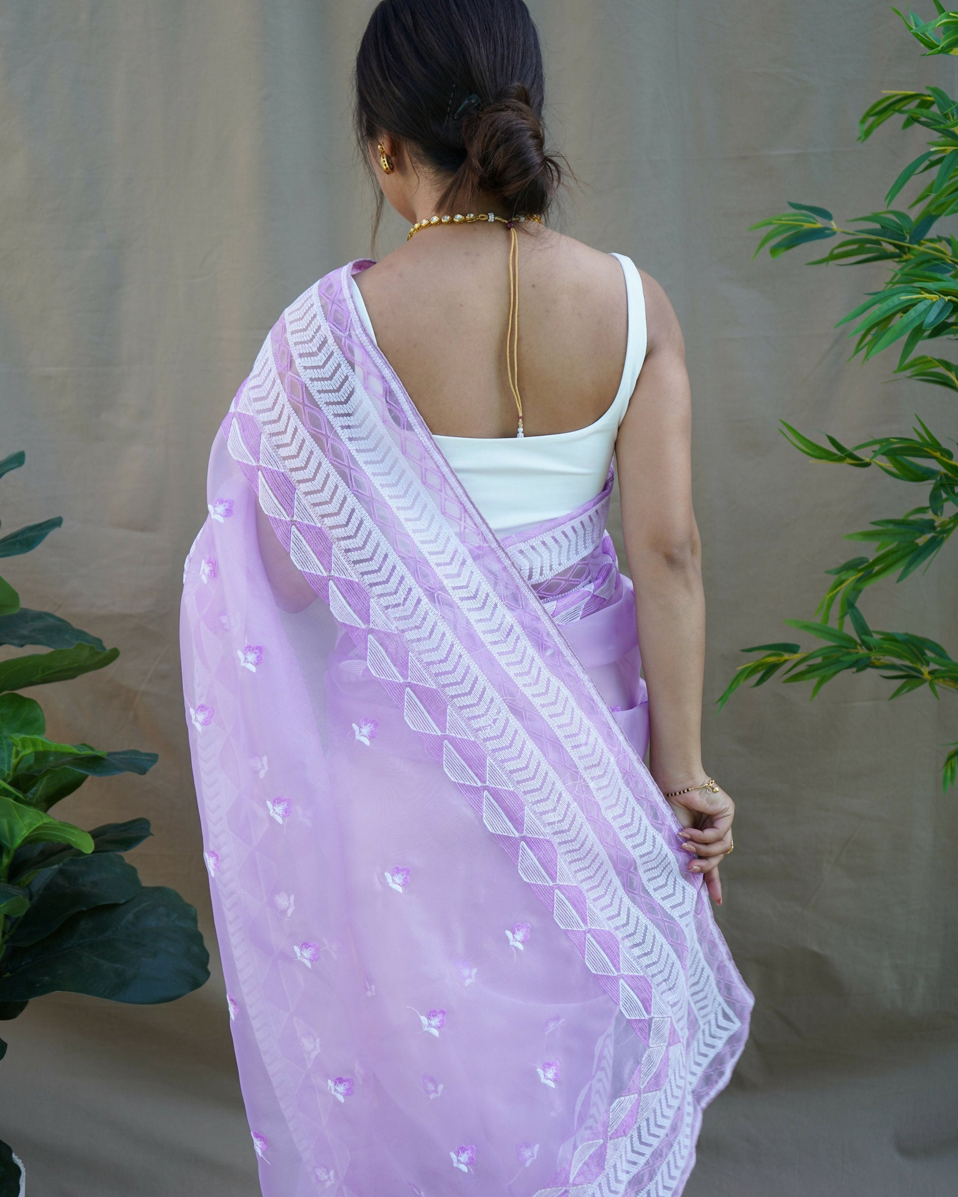 Vamsee Kamal Purple Organza Saree - Swadesiicart