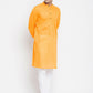 Even Apparels Men's Pure Cotton Kurta With Band Collar in Yellow Color | Swadesiicart