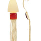 Joban Fashion Women Red Stone Matte Gold Earrings | Swadesiicart