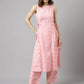 FIORRA Women's Baby Pink Cotton A-Line Kurta Set - Swadesiicart