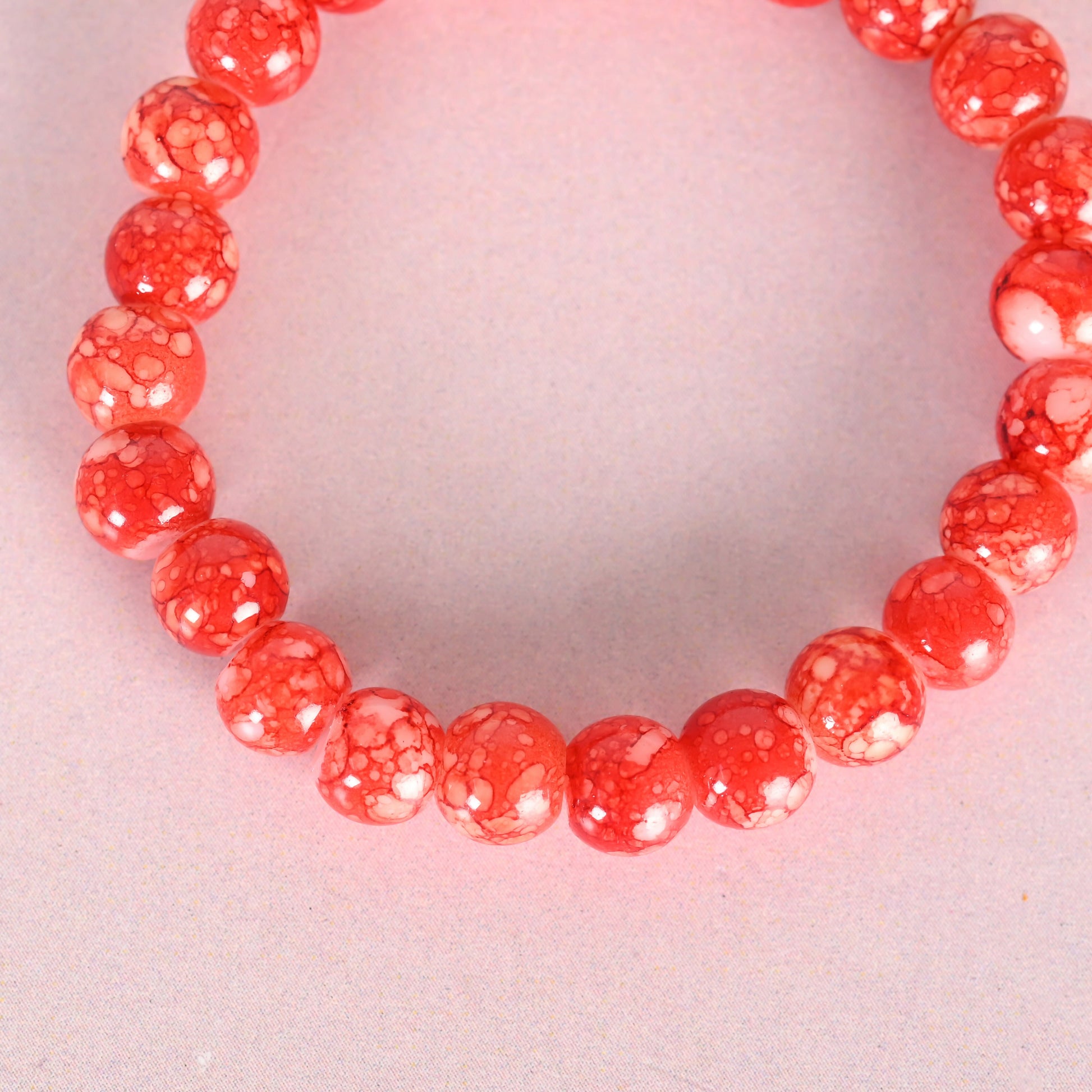 NVR Men & Women Red Marbel Crystal Elasticated Bracelet - NR Retail-NVR