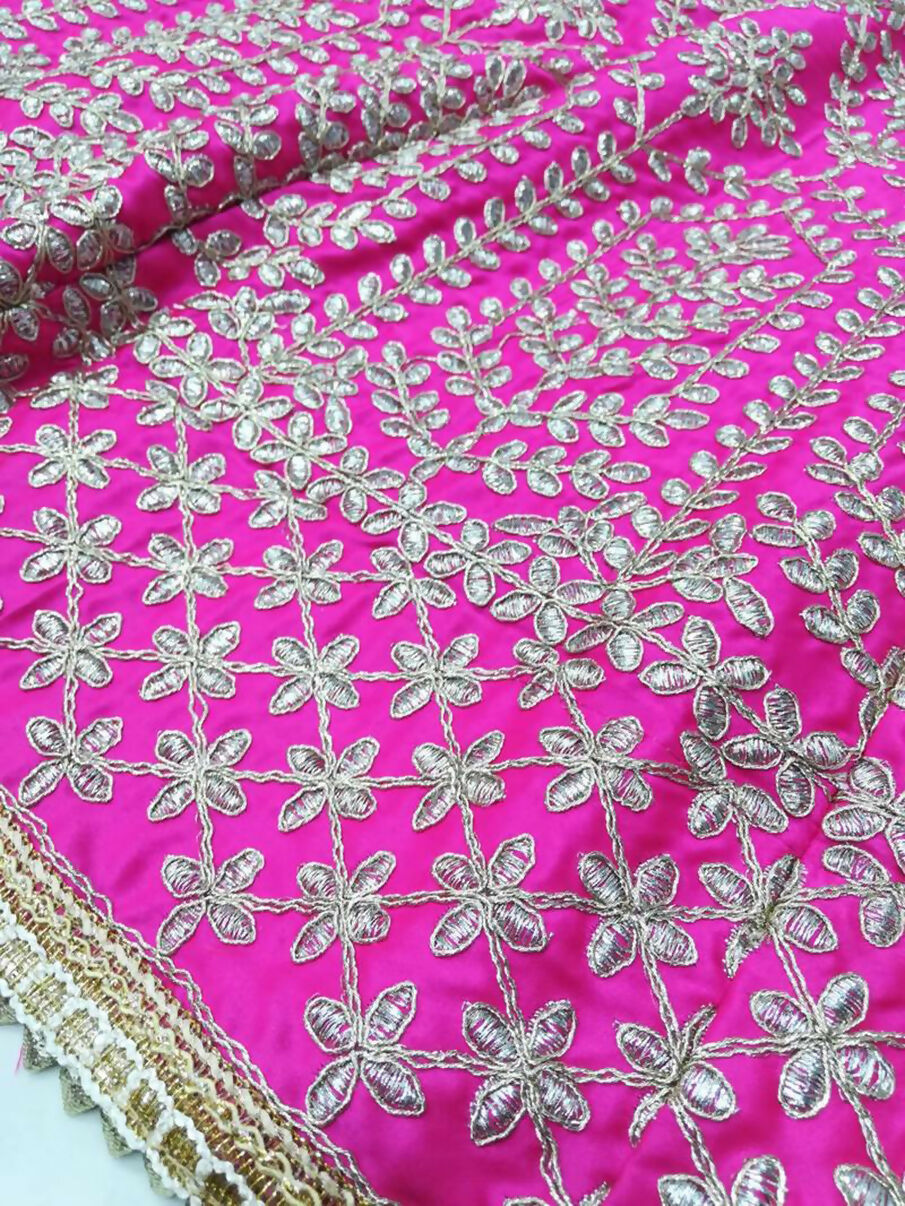 Jyoti Fashion Glamorous Rani Pink Chapat Zari and Dori Embroidered Malai Satin Silk Lehenga Choli with Dupatta | Swadesiicart