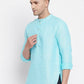 Even Apparels Pure Cotton Men's Kurta in Blue Color With Band Collar | Swadesiicart