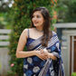 Blue Poly Silk Ethnic Motifs Saree with Unstitched Blouse - Hiral Fashion | Swadesiicart