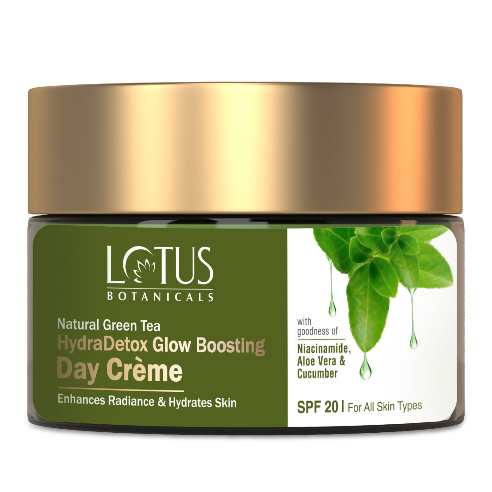 Lotus Botanicals Natural Green Tea Hydradetox Glow Boosting Day Cream Spf 20 | Swadesiicart