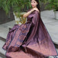 DEIANA'S Beautiful Designer Golden zari Soft Lichi Silk Saree - Purple - Swadesiicart