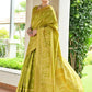 Vishnu Weaves Women's Mahendi Handloom Raw Silk Thread Weaving Saree with Blouse - Swadesiicart