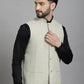Even Apparels Self-Design Waistcoat With Welt Pockets - Beige | Swadesiicart