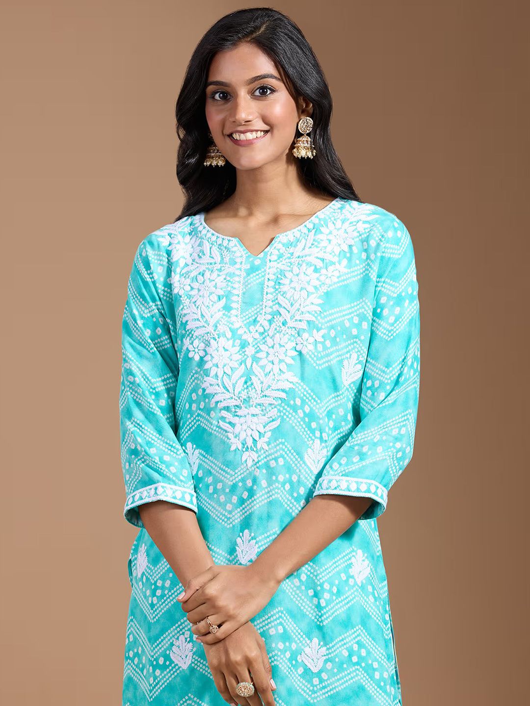 Ode by House of Pataudi Women Ethnic Motifs Embroidered Chikankari Kurta | Swadesiicart