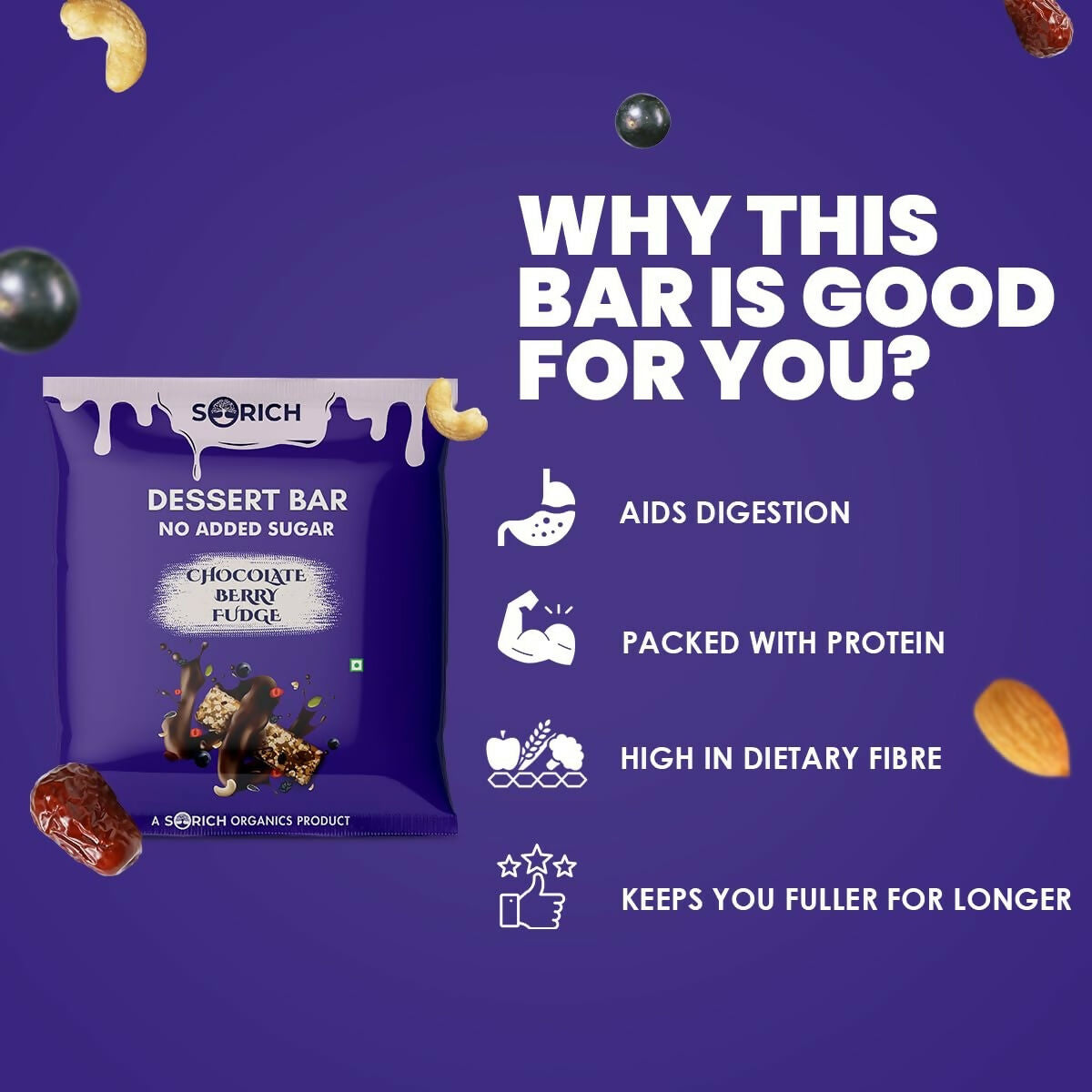 Sorich Organics Dessert Protein Mini Bars Chocolate Berry Fudge | Swadesiicart