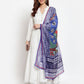Myshka Women's White Solid Rayon Full Sleeve V Neck Casual Kurta Dupatta Set