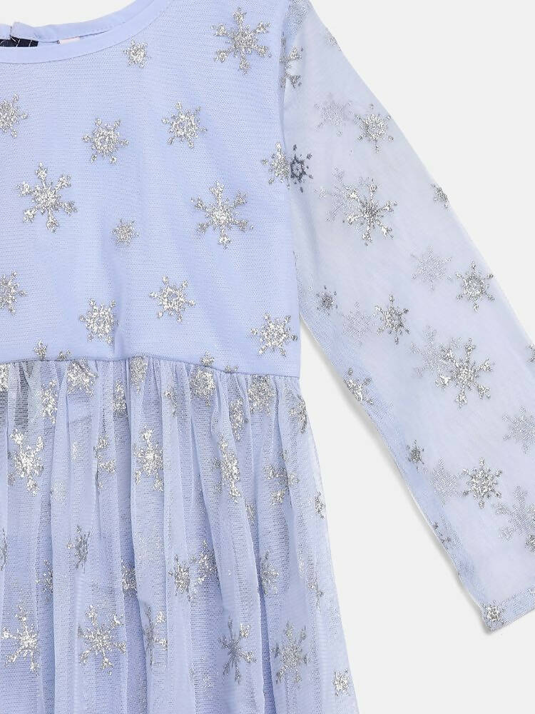 Ahalyaa Blue Net Kids Kurta Palazzo Sets For Girls | Swadesiicart