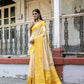 Vishnu Weaves Women's Yellow Handloom Raw Silk Woven Saree with Blouse - Swadesiicart