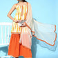 Ahalyaa Women's Orange Crepe Printed Kurta Sharara Set With Dupatta | Swadesiicart