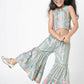 Lil Drama Golden Weaves Blue Crop Top With Palazzo Co-Ordinate Set - Swadesiicart