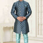 Raivat Ethnic Banarasi Jacquard Embroidery Semi Indo Western Sherwani In Grey Blue Colour | Swadesiicart