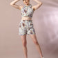 Myshka Women's Multi Printed Shirt Collar Party Top With Shorts Co-ord set - Swadesiicart