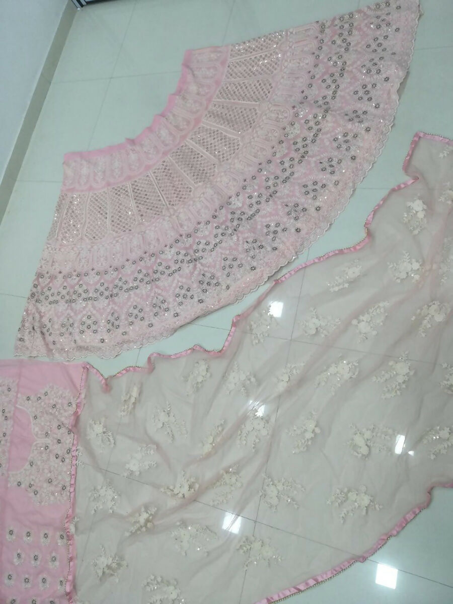 Jyoti Fashion Stunning Baby Pink Faux Georgette 3MM Sequins with Thread & Jari Embroidery Lehenga Choli with Dupatta | Swadesiicart