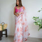 Vamsee Ramya White Organza Saree - Swadesiicart