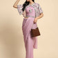 Pink Chiffon Solid Ready to wear Saree with stitched Blouse - Aayan | Swadesiicart
