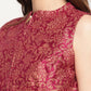 Ahalyaa Women Burgundy Floral Printed Regular Top with Palazzos | Swadesiicart