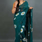 Exclusive Collection Green Pure Cotton Saree With Sunflower Design - Swadesiicart