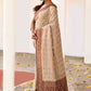 Joban Fashion Crème Crepe Chiffon Pure Handloom Banarasi Silk Saree | Swadesiicart