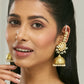 Nuyug 22K Gold-Plated Floral Jhumki Kundan Studded Kanauti Earrings | Swadesiicart