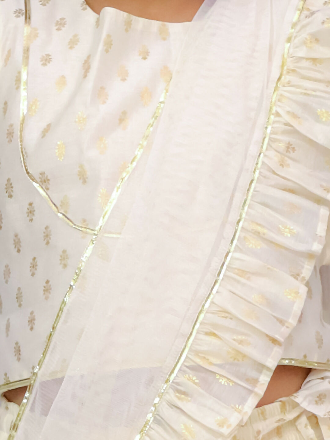 Lil Drama Mishti Off White Lehanga Choli Dupatta Set For Girls | Swadesiicart
