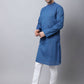 Even Apparels Blue Pure Cotton Men's Kurta With Side Placket | Swadesiicart