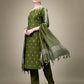 Jyoti Fashion Women's Mehendi Cotton Blend Embroidery & Sequence work Kurta with Trouser & Dupatta | Swadesiicart