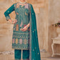 Anaita Teal Vichitra Silk Readymade Suit with Embroidery & Lace Work