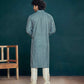 Blue Viscose Designer Sequance Embroidery Work Men's Kurta Set - Mahotsav